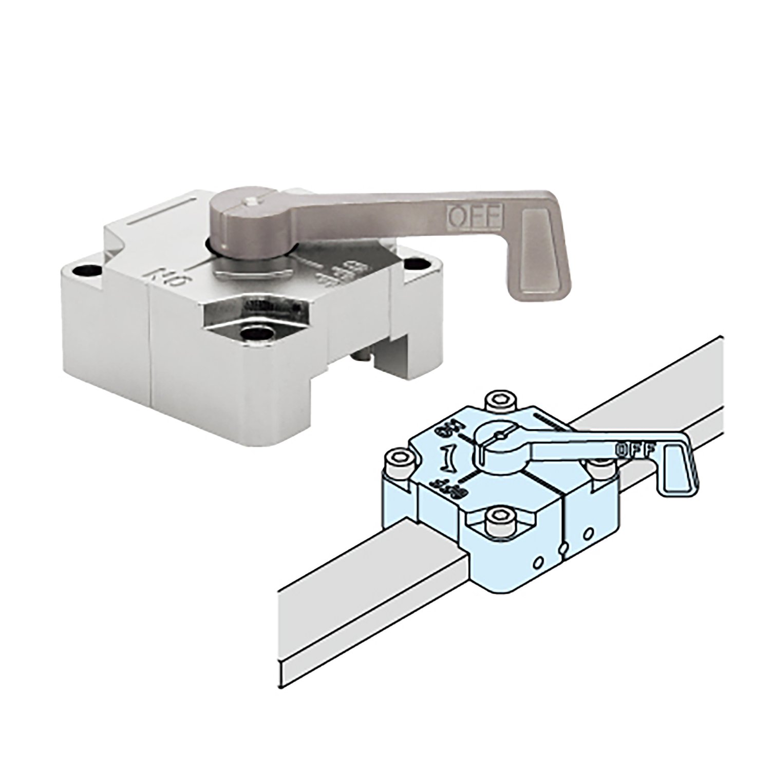 Square Lock System SLIDING LOCKS FOR SQUARE BAR WITH HANDLE QCSQ-L - Steel-Smith
