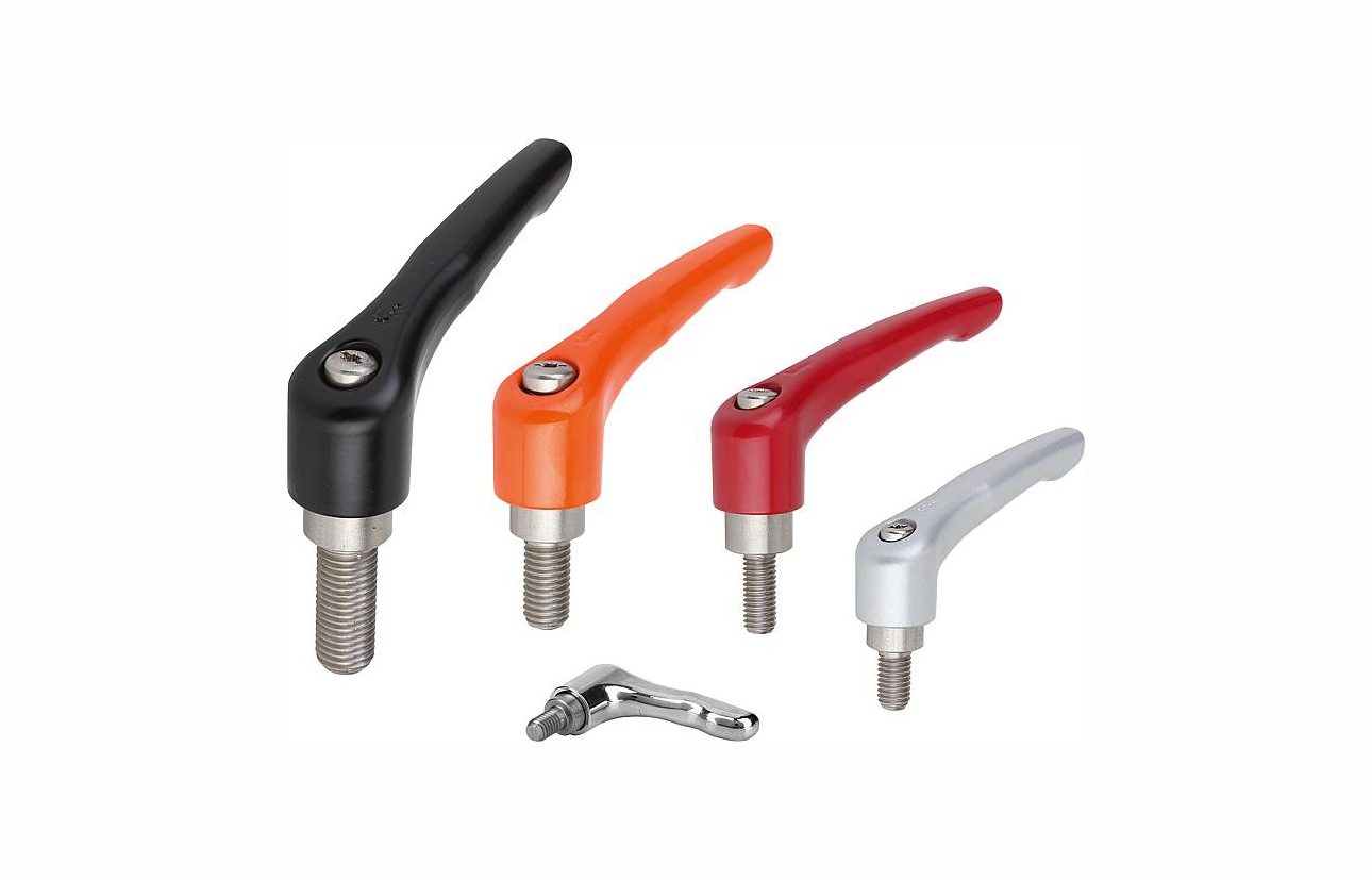 K0123 Clamping levers with external thread, steel parts stainless steel