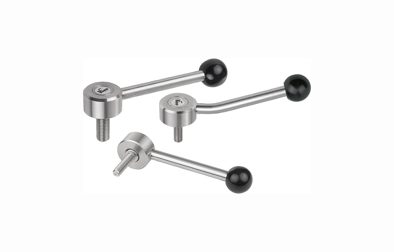 K0129 Tension levers flat, external thread, stainless steel