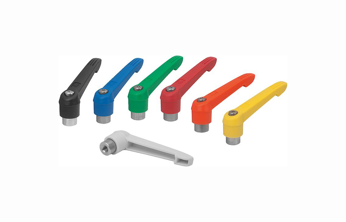 K0270 Clamping levers with plastic handle, internal thread,steel parts stainless steel