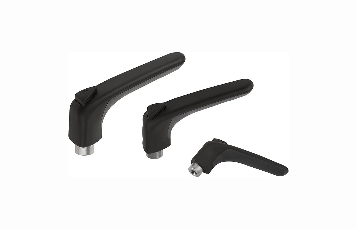 K0982 Clamping levers ergonomic, internal thread, steel parts stainless steel