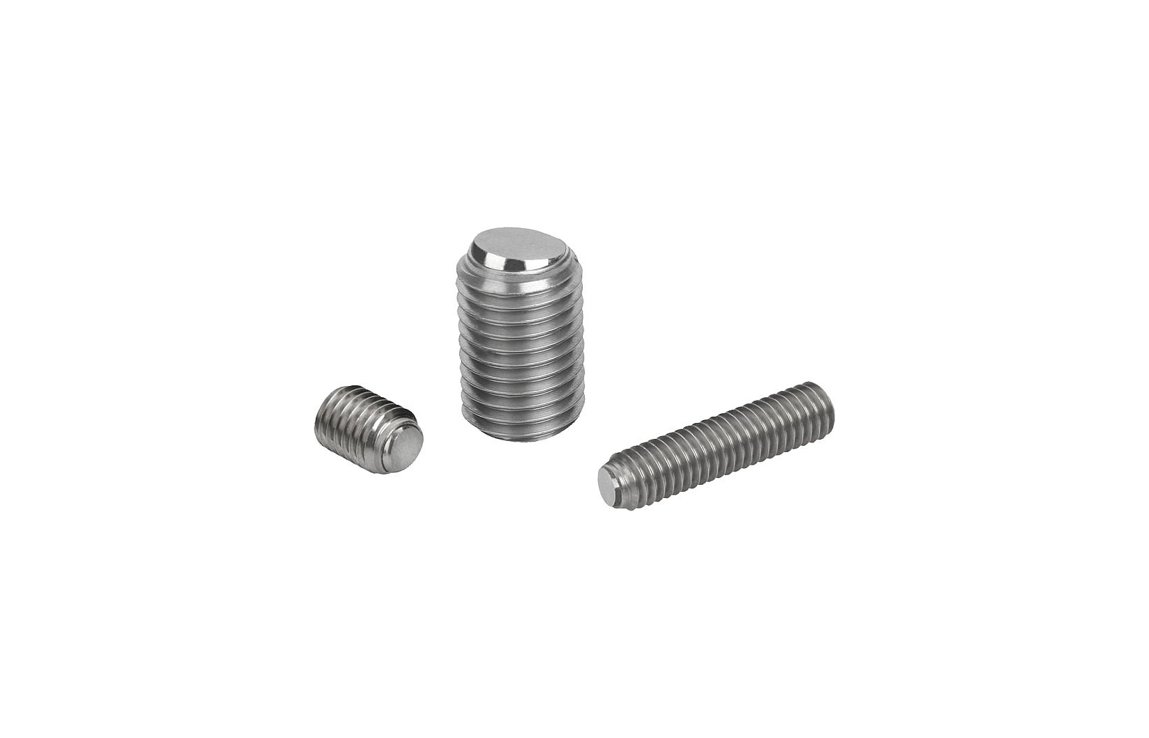 K0384 Ball-end thrust screws without head stainless steel with flattened ball and rotation lock